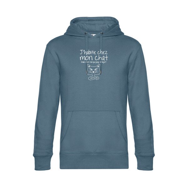 J-habite-chez-mon-chat sweat shirt original nordic blue flex Blanc impression Face