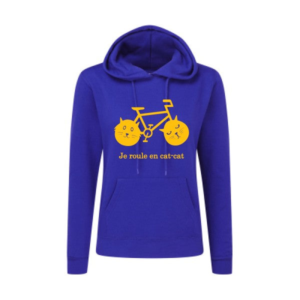 cat-cat bike jaune Or |Sweat original à capuche Femme