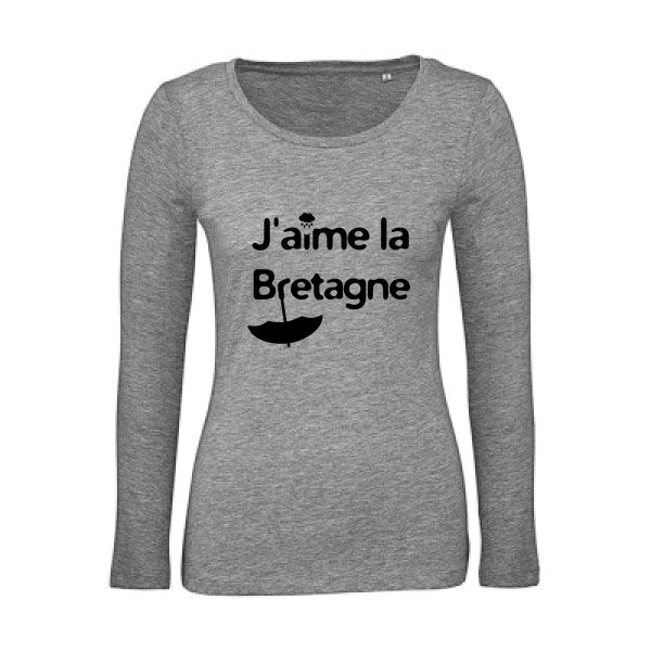 J'aime la Bretagne Noir |   T shirt manches longues femme|100% bio