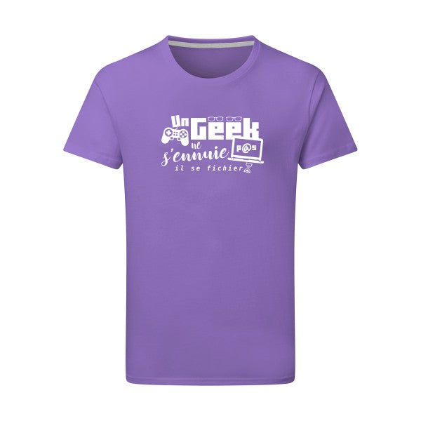 Un geek ne s'ennuie pas - Flex Blanc Tshirt original Aster Purple  2XL