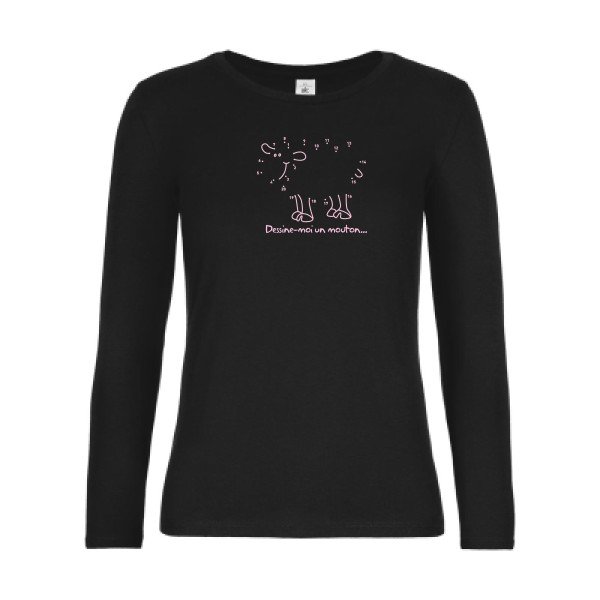 t-shirt lsl femme Dessine-moi-un-mouton Black flex Rose