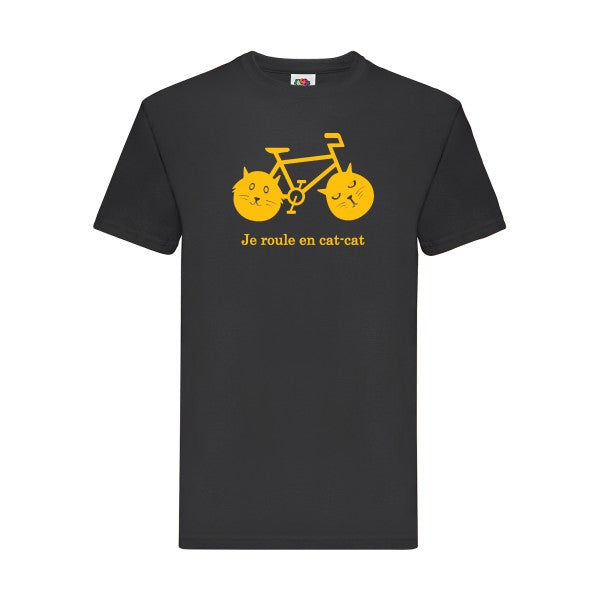 T-shirt|cat-cat bike |flex jaune Or| Fruit of the loom 205 g 