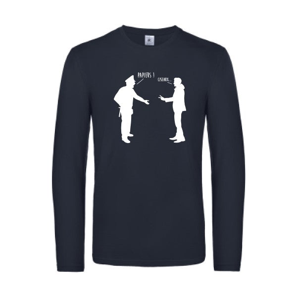 chifoumi - t shirt- manches- longues- original- humour- Navy impression Face