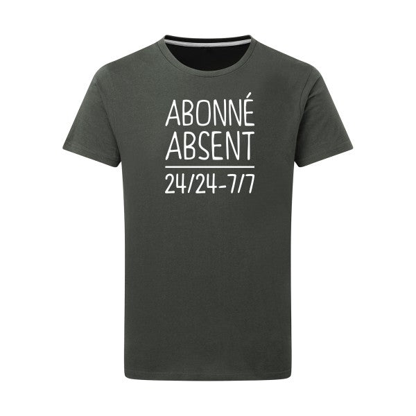 Abonné absent Blanc -Flex Blanc sur T-shirt SG  Charcoal  5XL