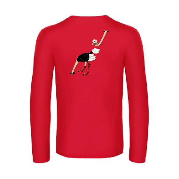 autruche-t-shirt-manches-longues-original-humour -Red