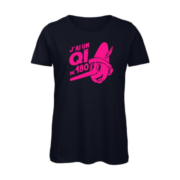 T shirt humour bio femme   femme bio|Quotient intellectuel Rose Fluo 