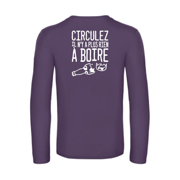 circulez il n y a plus rien a boire - t shirt- manches- longues- original- humour- Urban Purple impression Dos
