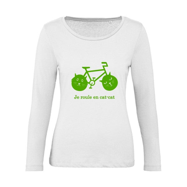 cat-cat bike Vert pomme |   T shirt manches longues femme|100% bio