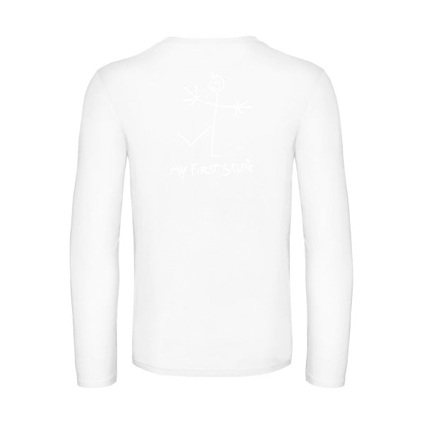 first selfie - t shirt- manches- longues- original- humour- White impression Dos