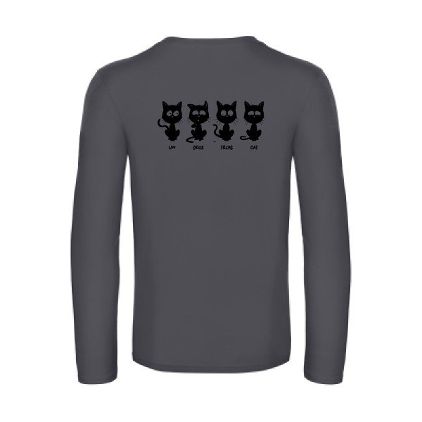 un deux trois cat - t shirt- manches- longues- original- humour- Dark Grey impression Dos