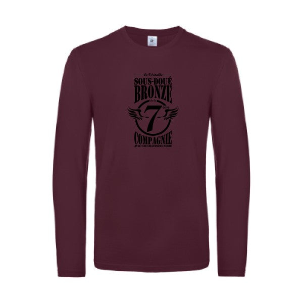7eme compagnie crew - t shirt- manches- longues- original- humour- Burgundy impression Face