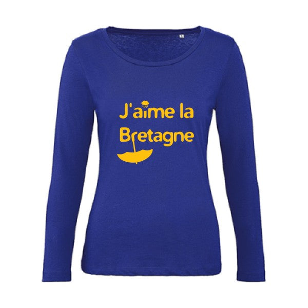 J'aime la Bretagne jaune Or |   T shirt manches longues femme|100% bio