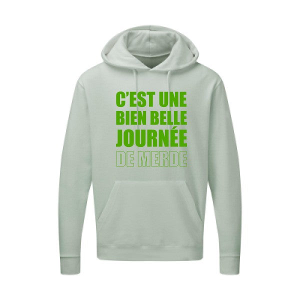 Journée de m... Vert pomme |Sweat capuche imprimé homme