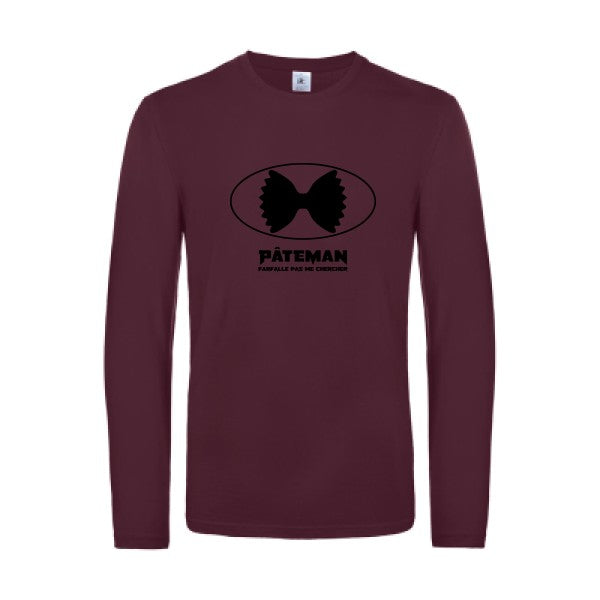 pateman - t shirt- manches- longues- original- humour- Burgundy impression Face