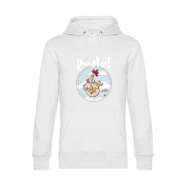 Poule-- Sweat à capuche original White - RueDuTeeshirt