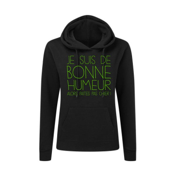 BONNE HUMEUR Vert pomme |Sweat original à capuche Femme