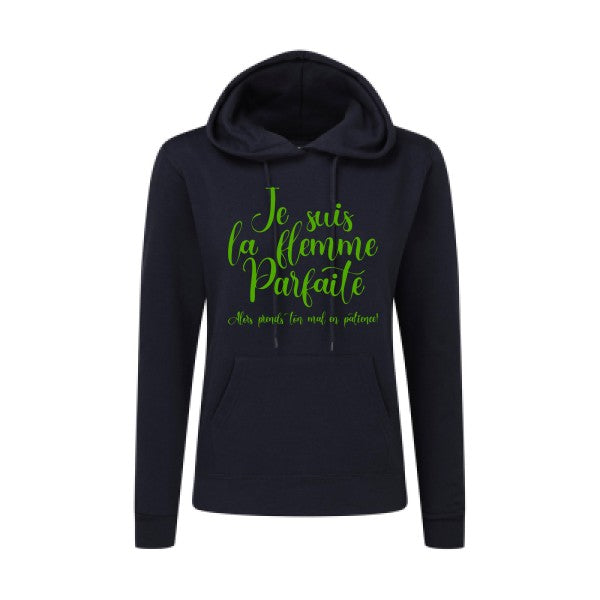 La flemme parfaite Vert pomme |Sweat original à capuche Femme