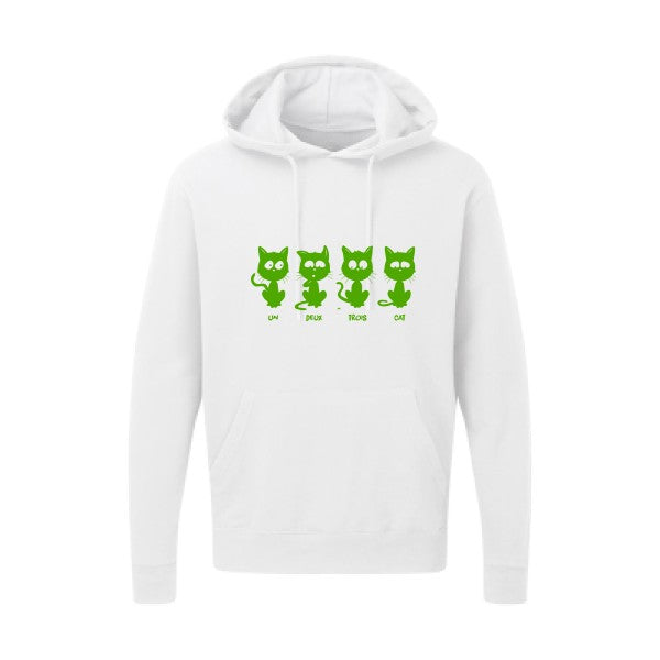 un deux trois cat Vert pomme |Sweat capuche imprimé homme