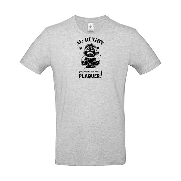 Au rugby, on apprend à se faire plaquer ! flex noir B&C - E190 T-shirt|Ash||2XL