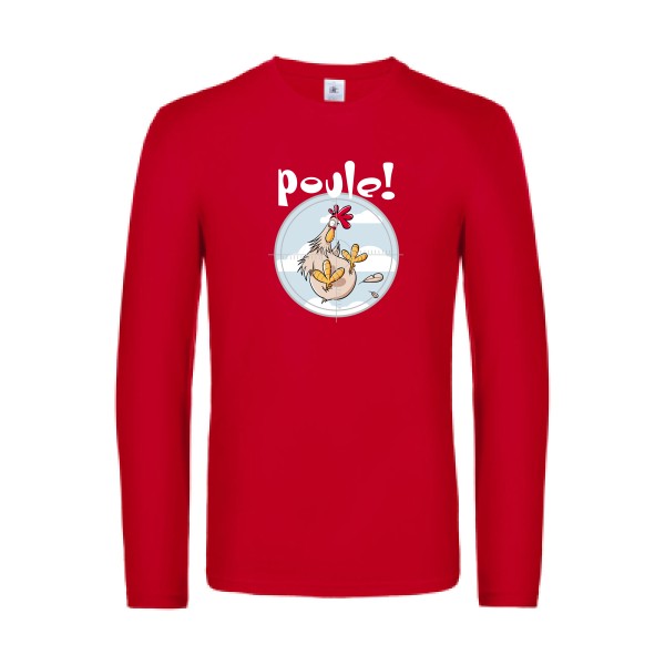 poule-!-t-shirt-manches-longues-original-humour -Red