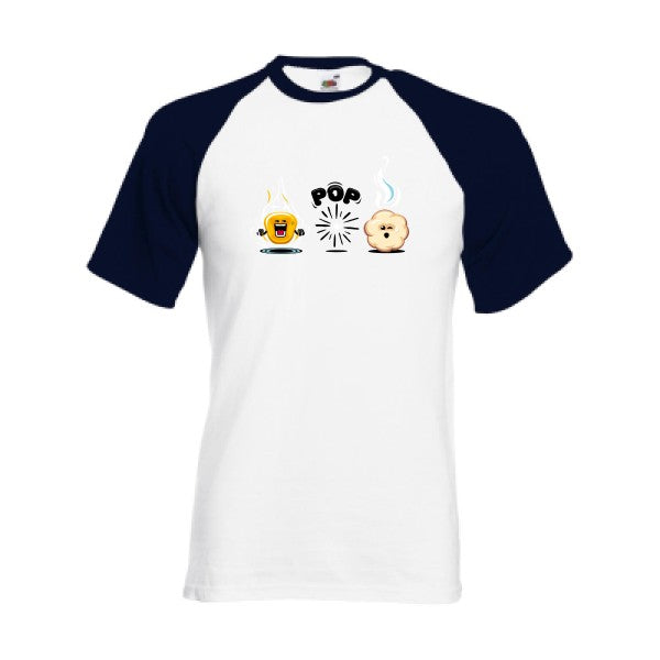 T-shirt fruit of the loom baseball  King of the POP  couleur White/Deep Navy