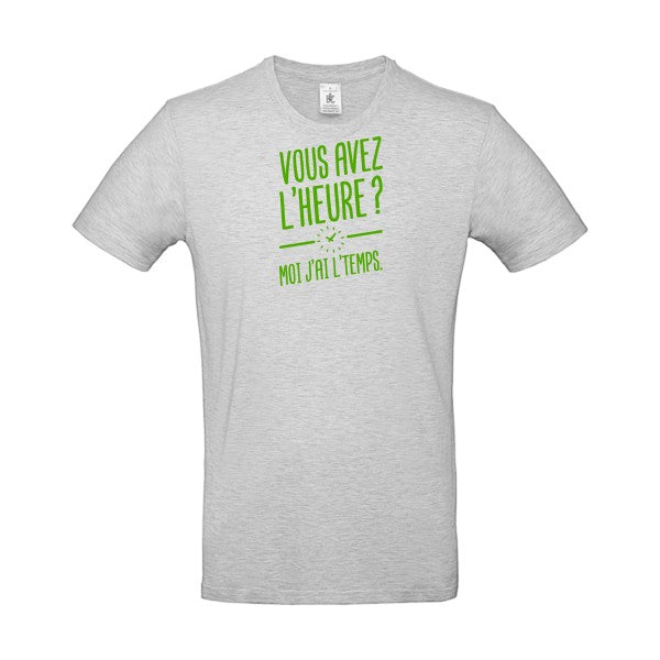 Vous avez l'heure? Moi j'ai l'temps. Flex Vert pomme |E190 T-shirt|Ash||2XL