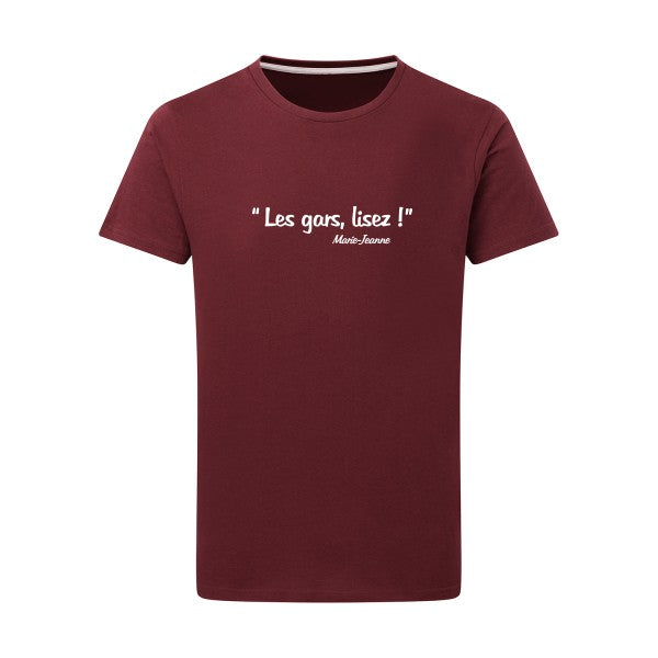 Les gars lisez ! Blanc -Flex Blanc sur T-shirt SG  Burgundy  2XL