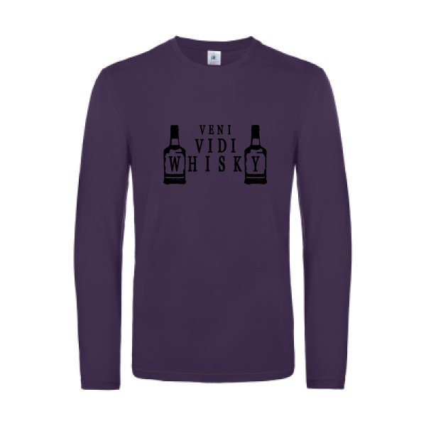 veni vidi whisky - t shirt- manches- longues- original- humour- Urban Purple impression Face