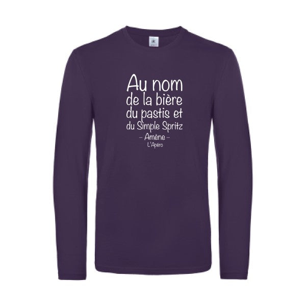 priere de l apero - t shirt- manches- longues- original- humour- Urban Purple impression Face