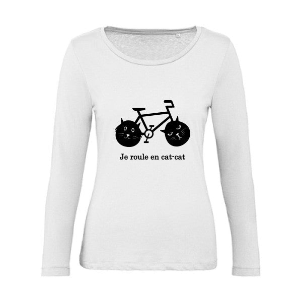 cat-cat bike Noir |   T shirt manches longues femme|100% bio