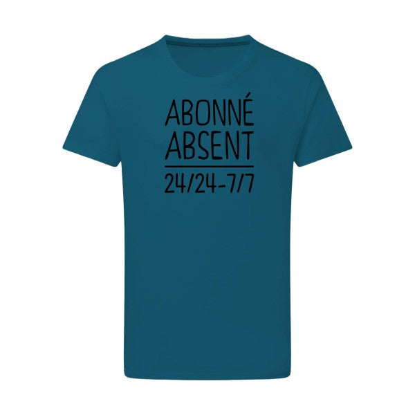 Abonné absent noir -Flex noir sur T-shirt SG  Petrol  2XL