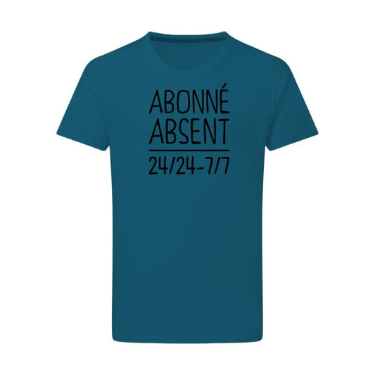 Abonné absent noir -Flex noir sur T-shirt SG  Petrol  2XL