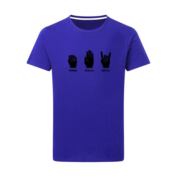 Pierre Feuille Metal noir -Flex noir sur T-shirt SG  Royal Blue  5XL