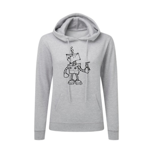 Robot & Bird Noir |Sweat original à capuche Femme