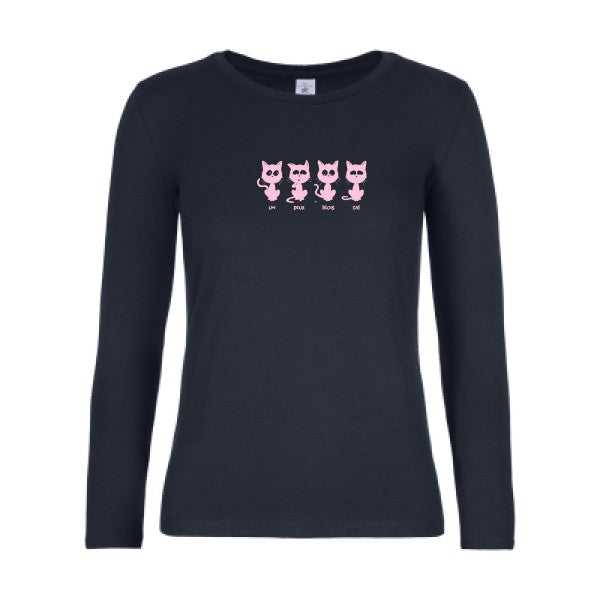 t-shirt lsl femme un-deux-trois-cat Navy flex Rose