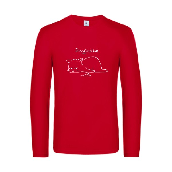 procatination - t shirt- manches- longues- original- humour- Red impression Face