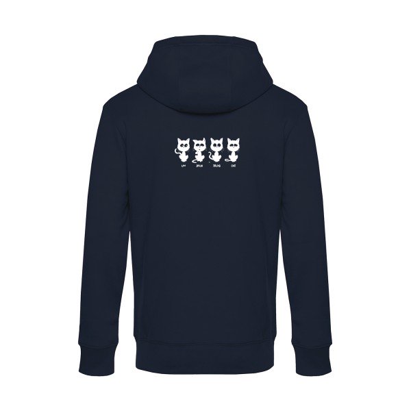 un-deux-trois-cat sweat shirt original Navy Blue flex Blanc impression Dos