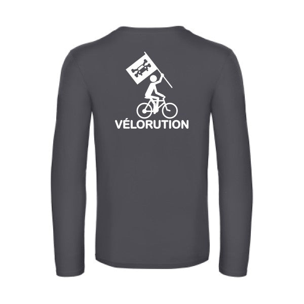velorution - t shirt- manches- longues- original- humour- Dark Grey impression Dos