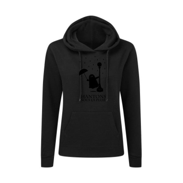 Hantons sous la pluie Noir |Sweat original à capuche Femme