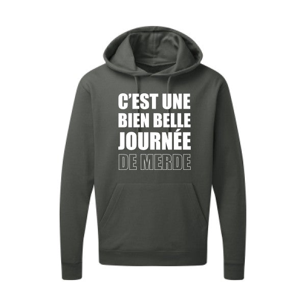 Journée de m... Blanc |Sweat capuche imprimé homme