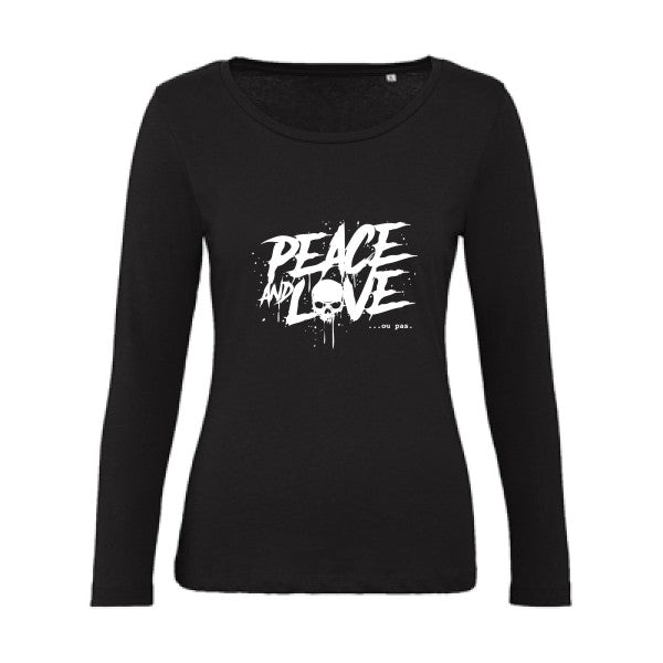 Peace or no peace Blanc |   T shirt manches longues femme|100% bio