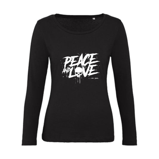 Peace or no peace Blanc |   T shirt manches longues femme|100% bio