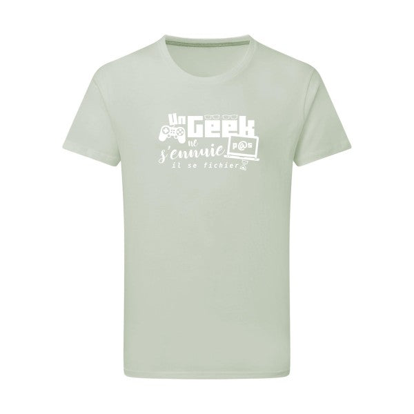 Un geek ne s'ennuie pas - Flex Blanc Tshirt original Pastel Macchiato  2XL