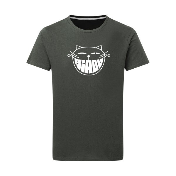 The smiling cat -Flex vert pomme sur T-shirt SG  Charcoal  5XL