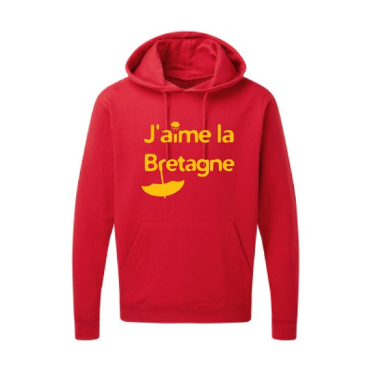 J'aime la Bretagne |Sweat  capuche humoristique jaune Or 