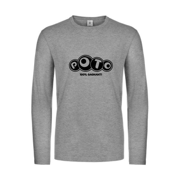 poto - t shirt- manches- longues- original- humour- Sport Grey impression Face