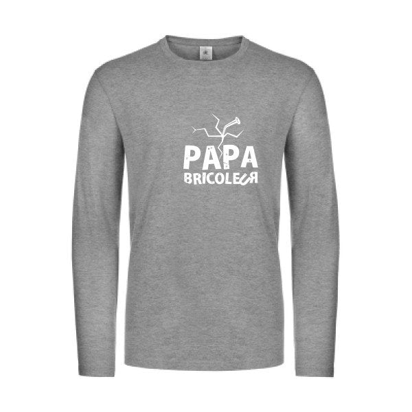 papa bricoleur - t shirt- manches- longues- original- humour- Sport Grey impression Face