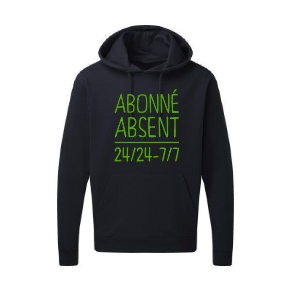 Abonné absent Vert pomme |Sweat capuche imprimé homme