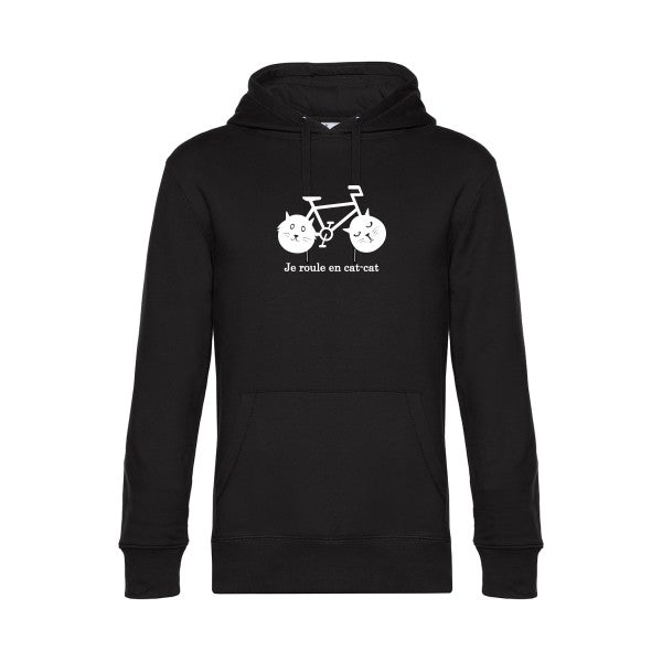 cat-cat-bike sweat shirt original Black flex Blanc impression Face