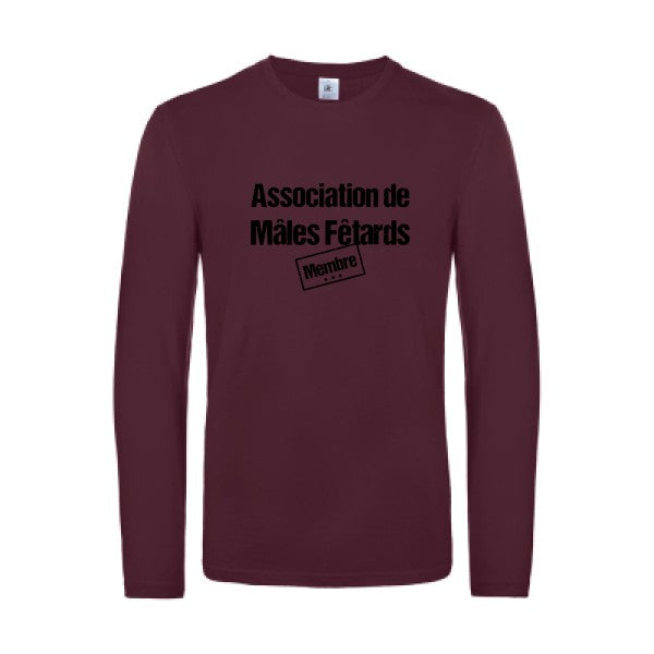 association de males fetards - t shirt- manches- longues- original- humour- Burgundy impression Face